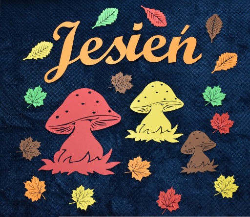 jeseň Hríby lístie výzdoba okenná škola