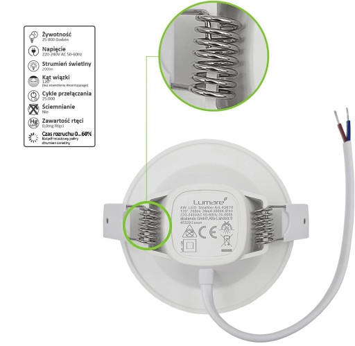 UPEVNENIE NA PANEL LED ZAPÚŠŤANÉ STROPNÉ LAMPA 4W 200LM TEPLÁ BIELA