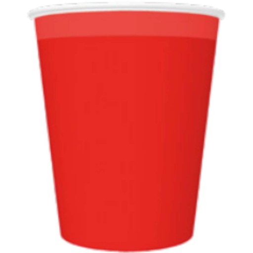 JEDNOFAREBNÝ ČERVENÝ PAPIEROVÝ POHÁR 250 ML 8 KS