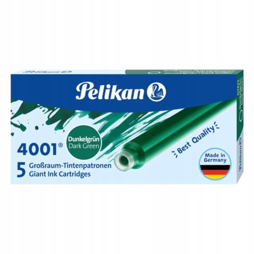 Dlhé atramentové náplne - Pelikan - bal 5 ks - TMAVO ZELENÁ