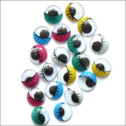 Farebné pohyblivé oči, okrúhle, 10 mm, 100 ks.