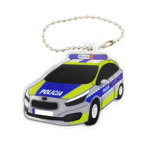 Reflexný prívesok, kľúčenka na bicykel, batoh pre dieťa, POLÍCIA, POLICAJNÉ AUTO