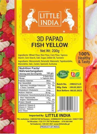 3D papady, žltá ryba v tvare Little India 200g