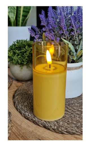 LED VLOŽKA SVIEČKY V PÚDE Z TMAVÉHO SKLA 11,5 x 6,5 cm ECRU