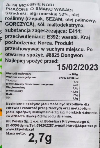 Algi Nori Snack chipsy s príchuťou Wasabi 2,7g