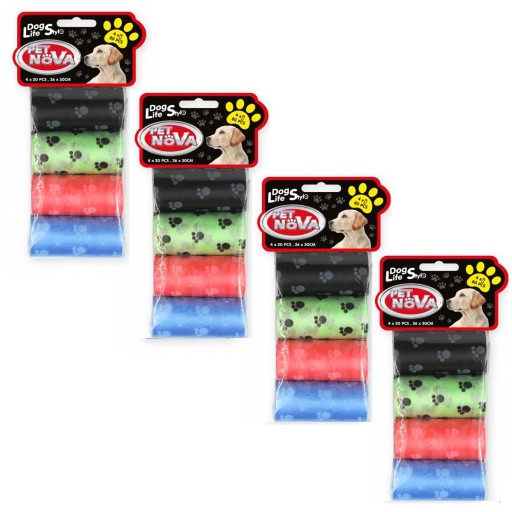 PET NOVA farebné vrecká na exkrementy, 4 rolky