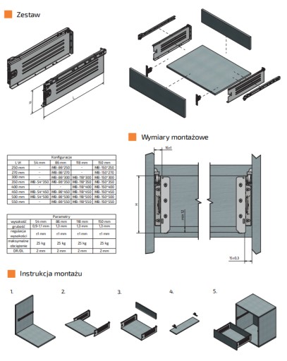 NÍZKA ZÁSUVKA METALBOX ŠEDÁ AMIX MB/86 H-86 mm L-350 mm