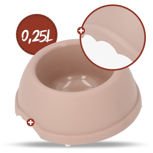 Plastová miska pre psov a mačky XS, 0,25L, béžová, priem 15 cm,