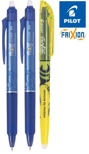 PILOT FRIXION Clicker 0,5 modrý 2x + zvýrazňovač