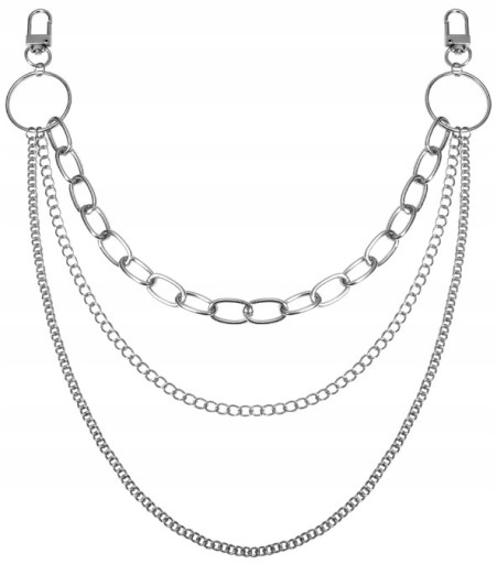 Triple Chain for Nohavice opasok 3v1 Gotická punk strieborná silná karabína