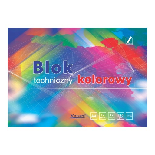 A4 farebný technický blok, 12 listov, 210G VINCENT