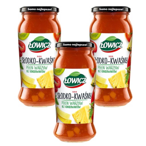 Sladkokyslá omáčka Łowicz plná zeleniny v tégliku 3 x 500g
