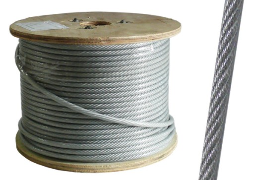 1m lano Oceľové lano v PVC plášti, 10mm väzba, 6x19+FC, pozinkované