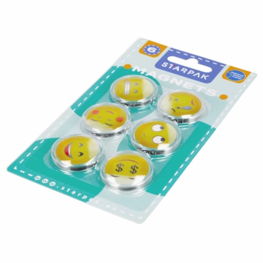 VYCVIČENÉ MAGNETY FAREBNÉ EMOTIKONY MAGNET 6 ks DO CHLADNIČKY NA DOSKU