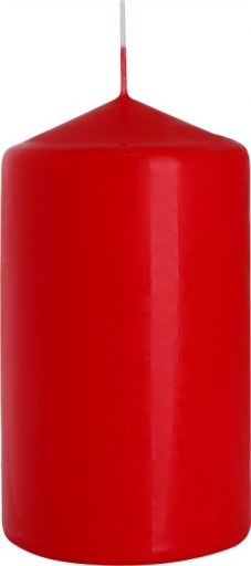 ČERVENÁ valcová sviečka, neparfumovaná, SVIEČKA PARAFÍNOVÁ 12CM 50H 350G