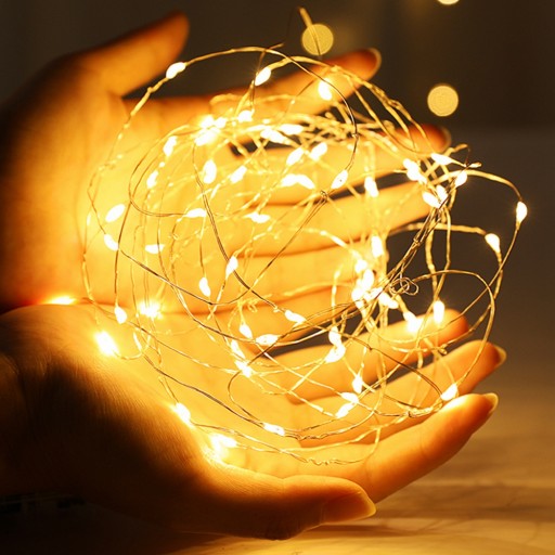 BATÉRIOVÉ NAPÁJANÉ MIKROLED LAMPY - 2m TEPLÁ BIELA