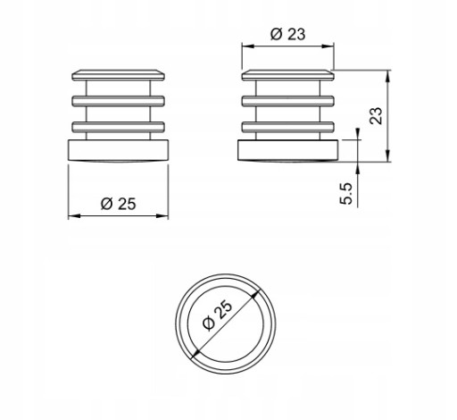 ČIERNA PLASTOVÁ NOHA PRE 25MM FI RÚRU