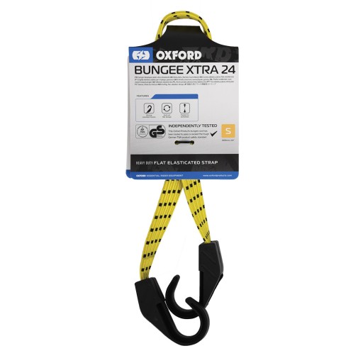 OXFORD ELASTICKÝ PÁS S HÁČKAMI TUV/GS BUNGEE XTRA ŽLTÁ ČIERNA 90CM