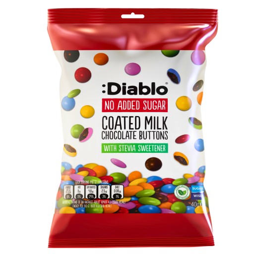 Diablo Farebné dražé v mliečnej čokoláde bez pridaného cukru 40 g