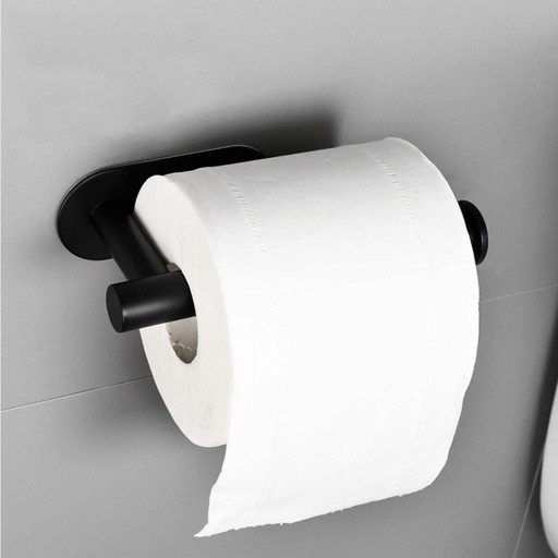 RÚČKA NA TOALETNÝ PAPIER BEZ VŔTANIA, SAMOLEPIACA, ČIERNA