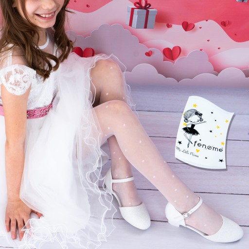 WHITE DOTS COMMUNION Dievčenské pančuchové nohavice s GLOSS 20den Fenome