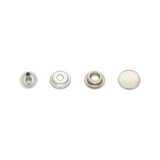 Kovové patentky, 10 sád, strieborné, 12,5 mm