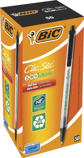 BIC ECOLUTIONS CLIC STIC guľôčkové pero, ČIERNA