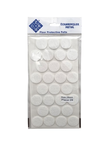 Plstené podložky na okrúhle stoličky, biele, okrúhle, 2,8 cm - 28 ks.