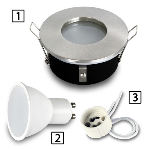 Halogénové stropné svietidlo, kúpeľňové, podhľad IP44 LED INOX, hermetické