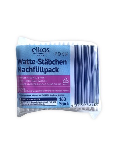 Kozmetické tyčinky Elkos Bio-Watte Stabchen. 160 ks