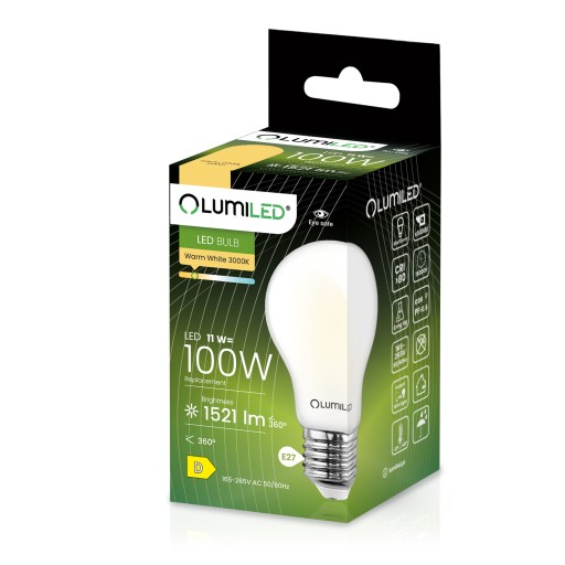 E27 LED žiarovka 11W = 100W 1521lm 3000K Teplá biela MILK FILAMENT