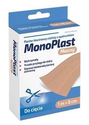 Monoplast náplasť z pevnej látky 1m x 8cm telovej farby