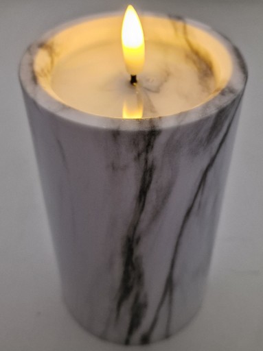Mramorová EFFECT LED sviečka 15 cm 9,5 DEKORATÍVNA sivobiela