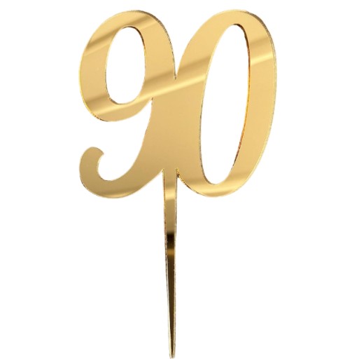 Číslo 90 Topper na nohu na prilepenie do zrkadla Narodeninové číslo 8cm ZLATÉ PLEXI