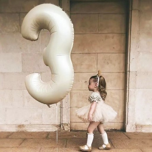 FÓLIOVÝ BALÓN, ČÍSLO 3, KRÉM, Boho KARAMEL, 100CM