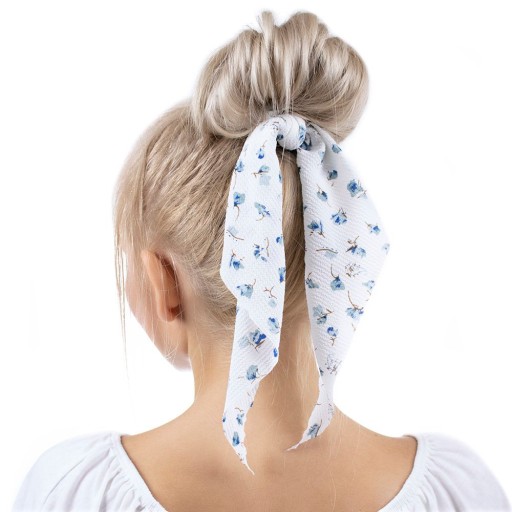 HAIR GUMBER SCRUNNCHIES BIELE kvety