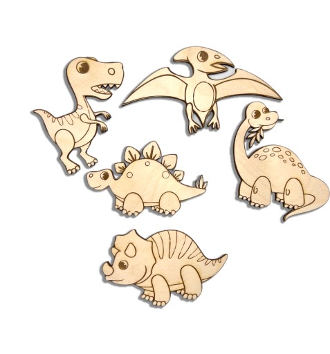 Sada 5 drevených dinosaurov do detskej izby