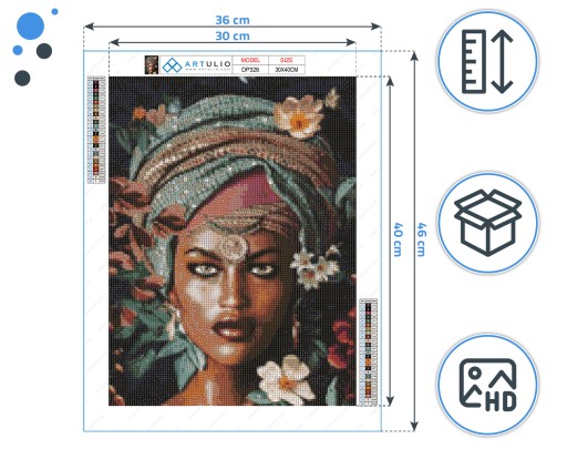 Diamantové vyšívanie pre deti mozaika diamantová maľba žena turban Afrika
