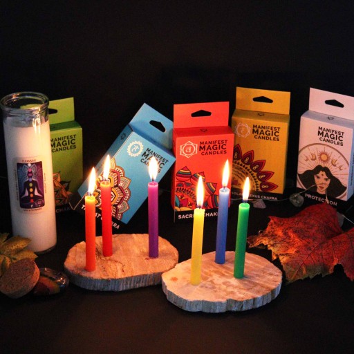 Zámerné sviečky 7 čakier ČAKRA farebné 7 kusov magické rituálne sviečky