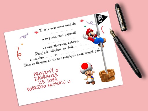 POZVÁNKA SUPER MARIO BROS NA NARODENINY DIEŤAŤA + OBÁLKA ZDARMA