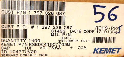 Fólia 1uf 1000nF 63V DC 20% 25ks.