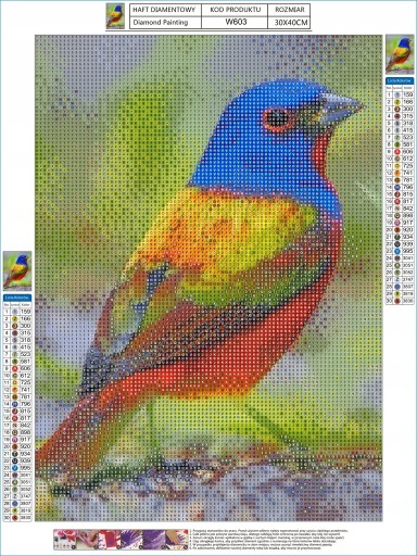 Diamantové vyšívanie VTÁCI Diamantová maľba 5D FAREBNÁ SADA VTÁKOV 30x40cm