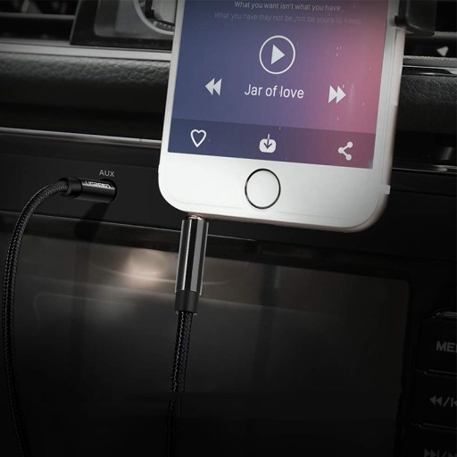 MINI JACK AUDIOVÝ KÁBEL 3,5 MM AUX DLHÝ PEVNÝ VYZTUŽENÝ NYLONOVÝ KÁBEL 1 m