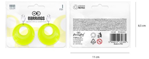 CLIPS náušnice NEON YELLOW HOOPS DISCO outfit 70. a 80. roky 20. storočia