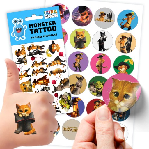 MEGA SADA NÁLEPOK + PUSS V ČIŽMÁCH KVALITA TETOVANIA