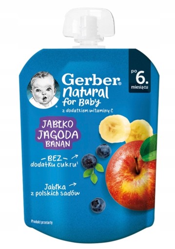 GERBER prírodný dezert mousse jablko čučoriedka banán 6m+ 80g