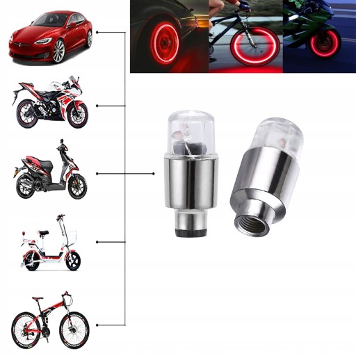 ČIAPKY CYKLISTICKÝCH VENTILOV, ŽIARIACE LED, FAREBNÝ RGB BICYKEL AG190C
