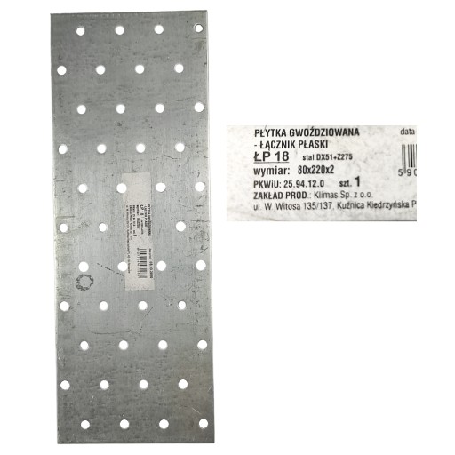 Plochá spojka LP-18 rozmery 80x220mm Skrutka-kov