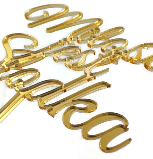 Topper nápis Love is sweet gold gold mirror