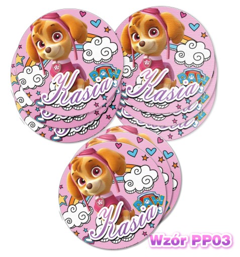 12ks Nálepky s názvom Paw Patrol 6,5cm